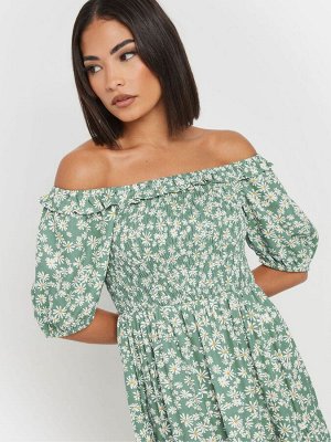 Платье миди PixieGirl Petite Daisy Floral с рукавами-фонариками