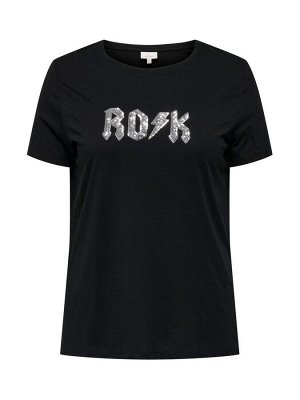 Футболка ONLY Curve Graphic Print Sequin Rock с коротким рукавом, 100% хлопок