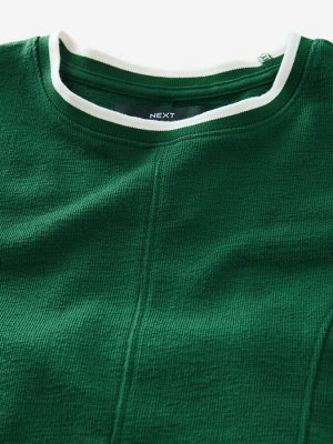 Платье миди из джерси с короткими рукавами и отделкой Pine Green, 100% хлопок