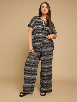 Черная блузка Yours Curve с завязкой на горловине и складками