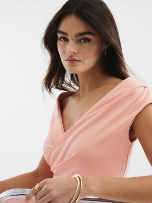 Розовое платье-миди River Island с асимметричным запахом
