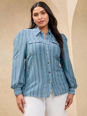 Синяя рубашка Lipsy Utility Stripe Burnout