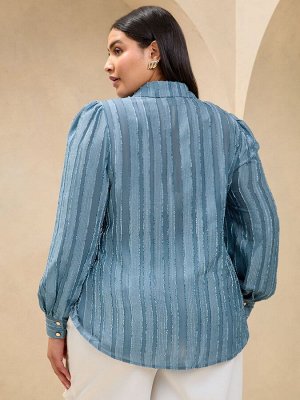 Синяя рубашка Lipsy Utility Stripe Burnout