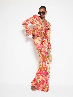 Пляжный топ River Island с цветочным принтом и оборкой