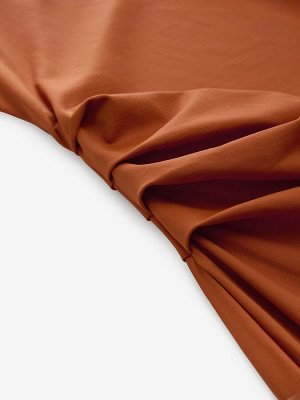 Платье миди Rust Brown из полиамида с открытыми плечами и облегающим лифом