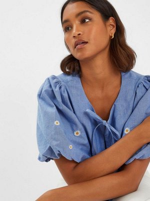 Топ Accessorize Daisy с завязкой на рукавах-фонариках, 100% хлопок