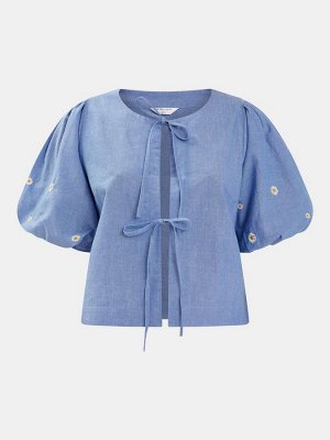 Топ Accessorize Daisy с завязкой на рукавах-фонариках, 100% хлопок