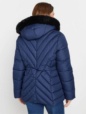 Стеганое пальто с капюшоном из искусственного меха M&Co
