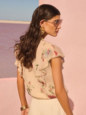 Блузка V&A I Love & Roses с короткими рукавами и цветочным принтом