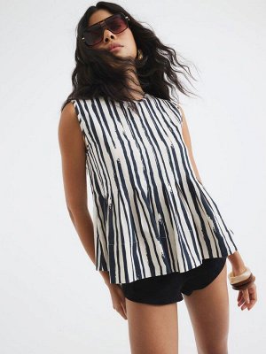 Топ River Island в плиссированную полоску из 100% хлопка
