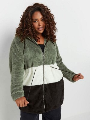 Куртка Yours Curve Color Block цвета «угольно-черный»