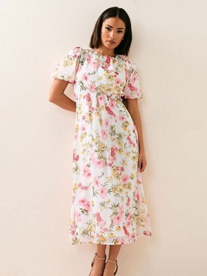 Платье миди PixieGirl Petite из шифона с завязками на спине