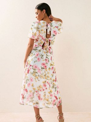 Платье миди PixieGirl Petite из шифона с завязками на спине