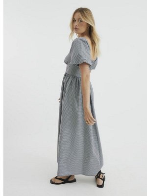 Платье миди с отделкой из поплина в черную клетку «Гингем» от River Island