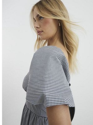 Платье миди с отделкой из поплина в черную клетку «Гингем» от River Island