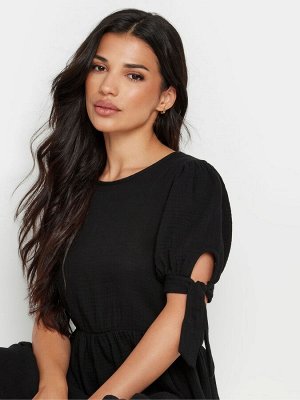 Платье PixieGirl Petite с завязками на рукавах, 100% хлопок, текстурированная сборка