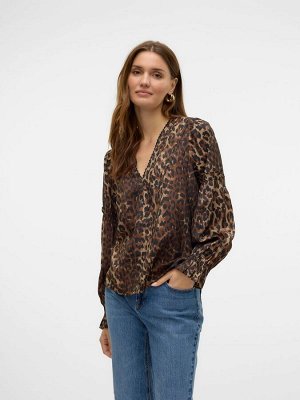 Блузка VERO MODA с леопардовым принтом и V-образным вырезом