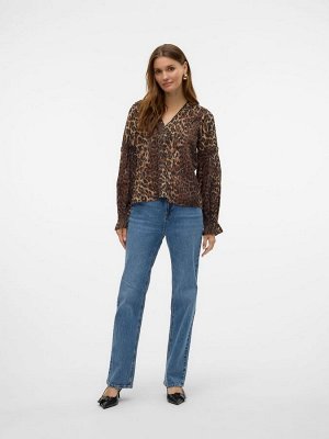 Блузка VERO MODA с леопардовым принтом и V-образным вырезом