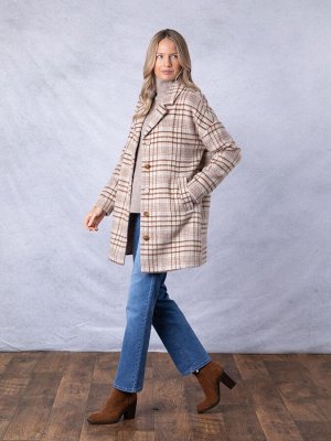 Пальто свободного кроя Lakeland Clothing Cream Willow в клетку