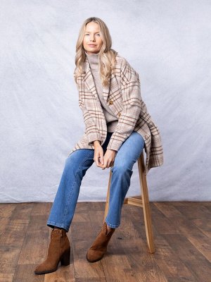 Пальто свободного кроя Lakeland Clothing Cream Willow в клетку