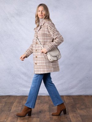 Пальто свободного кроя Lakeland Clothing Cream Willow в клетку