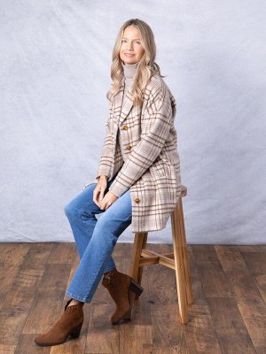 Пальто свободного кроя Lakeland Clothing Cream Willow в клетку