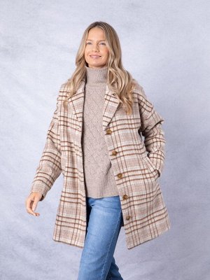 Пальто свободного кроя Lakeland Clothing Cream Willow в клетку
