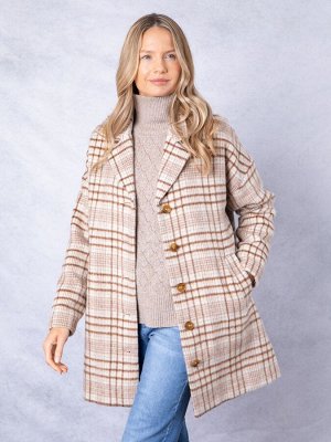 Пальто свободного кроя Lakeland Clothing Cream Willow в клетку
