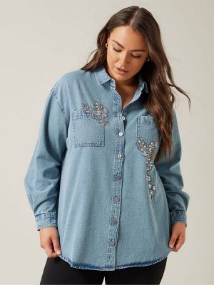 Рубашка Evans Blue Denim из 100% хлопка с отделкой