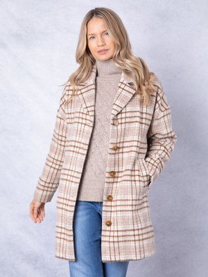 Пальто свободного кроя Lakeland Clothing Cream Willow в клетку