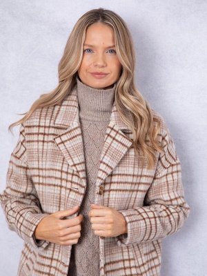 Пальто свободного кроя Lakeland Clothing Cream Willow в клетку