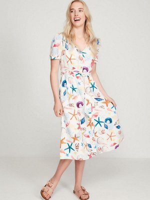 Платье миди с принтом ракушек Khost Cream Clothing