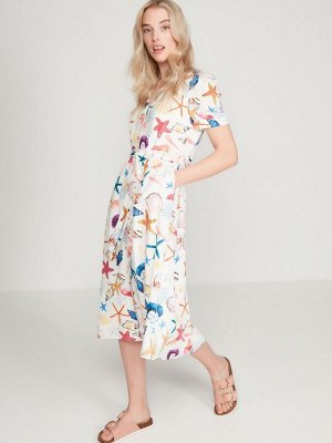 Платье миди с принтом ракушек Khost Cream Clothing