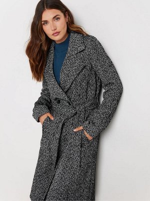 Длинное пальто-халат Tall Sally Herringbone