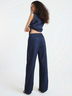 Темно-синие джинсы River Island Wide Leg с завязками спереди