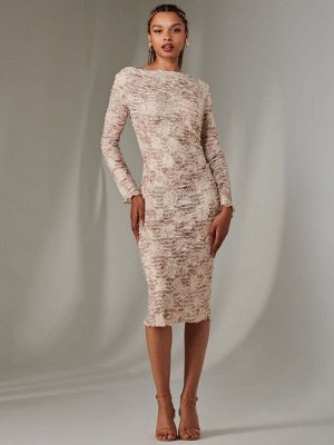 Платье миди Jolie Moi с длинными рукавами и текстурированной отделкой