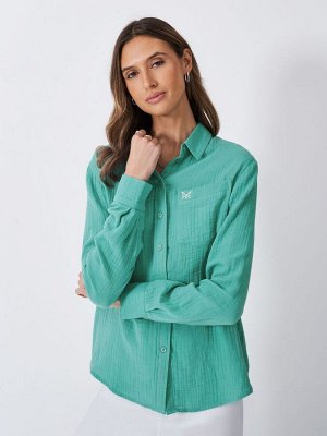 Синяя рубашка Crew Clothing Harlie Relaxed, 100% хлопок