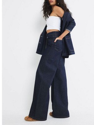 Джинсы River Island с высокой талией и широкими штанинами, 100% хлопок
