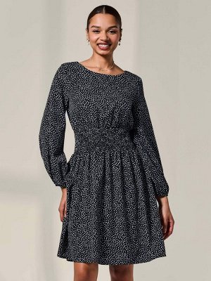 Черное платье-миди Jolie Moi с длинными рукавами и присборенной талией