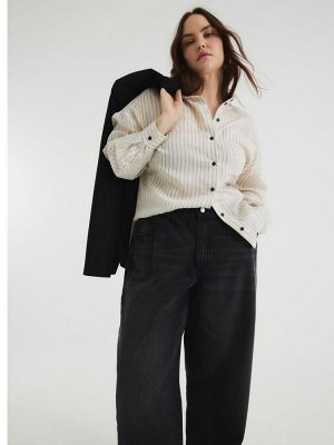 Черные джинсы River Island Barrel с эластичной талией, 100% хлопок