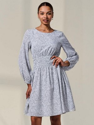 Белое платье-миди Jolie Moi с длинными рукавами и рюшами на талии