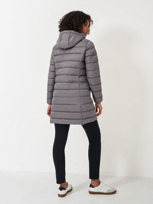 Серый - лёгкое стеганое пальто Crew Clothing