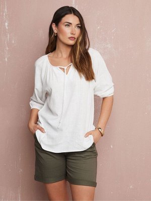 Белый - длинный топ из льна Sally Boho