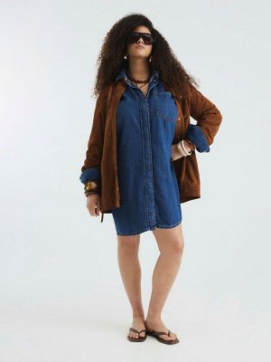 Платье-рубашка River Island с джинсовыми манжетами, 100% хлопок