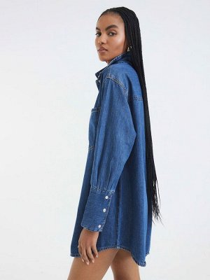 Платье-рубашка River Island с джинсовыми манжетами, 100% хлопок