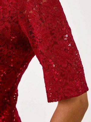 Футболка с короткими рукавами и римским кружевом, красная