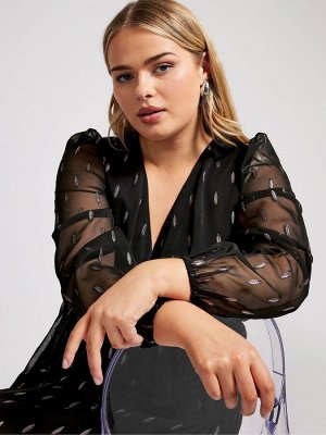 Черный - Топ-накидка Yours Curve London Metallic Dobby
