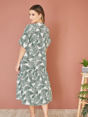 Платье-туника Yumi из 100% хлопка с пальмовым принтом, многоуровневое