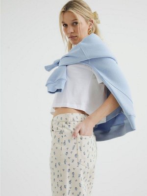 Джинсы River Island Relaxed Straight с мелким цветочным принтом, 100% хлопок