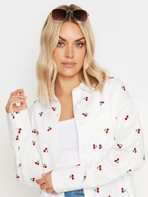 Белая рубашка Yours Curve из 100% хлопка с вышитыми маргаритками